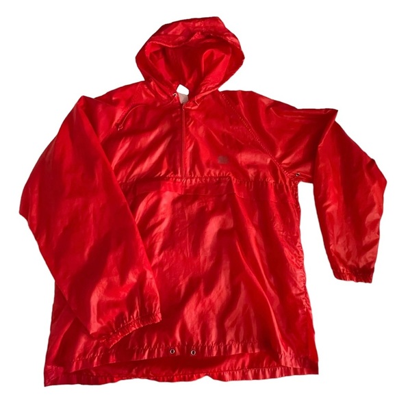 VTG Levis Olympic 80s red lightweight pullover hooded 3/4 zip Windbreaker large - Picture 1 of 12